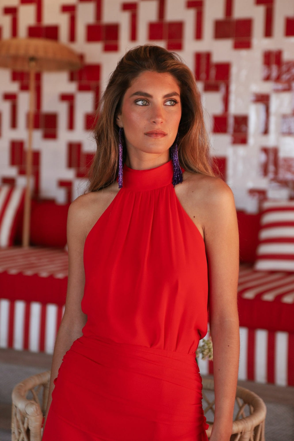 ANAHÍ - VESTIDO HALTER CON LAZO ESPALDA