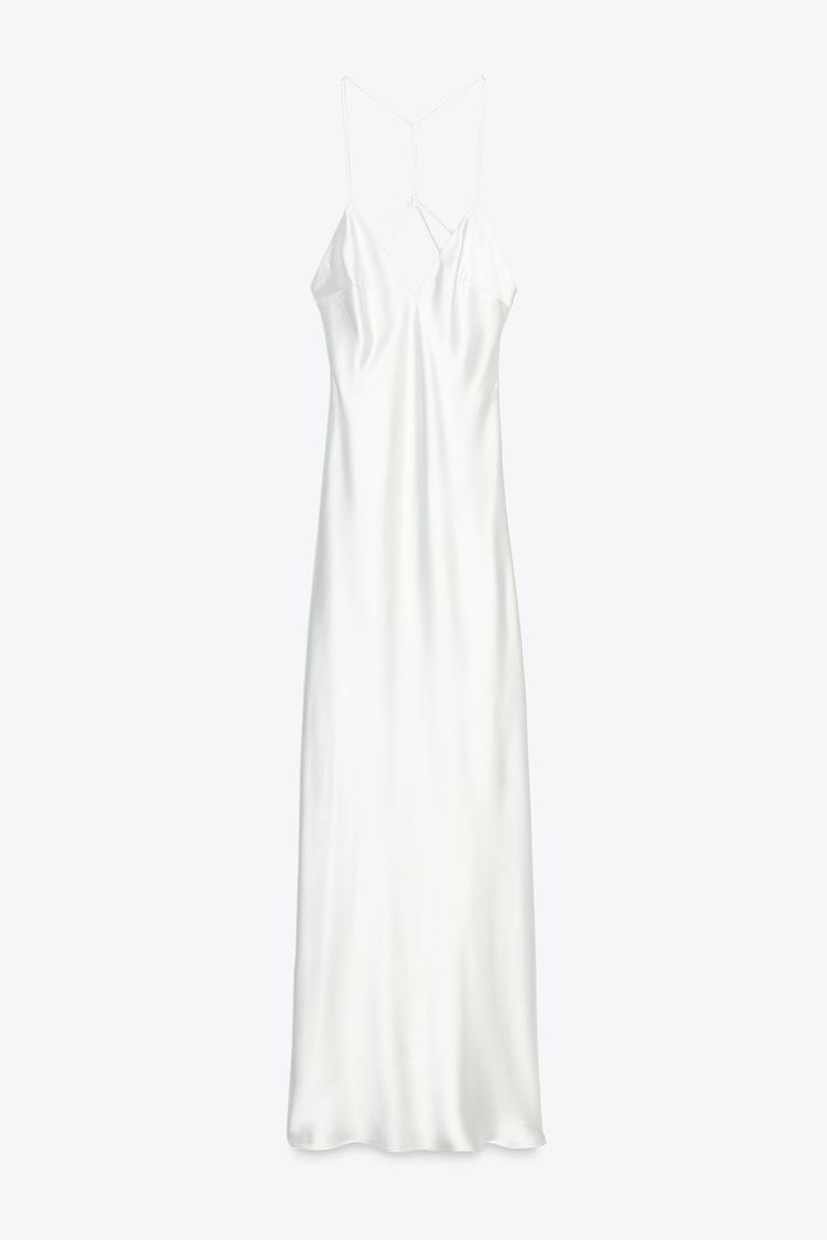 JIMENA - VESTIDO MIDI SATINADO CON ESPALDA DE TIRAS