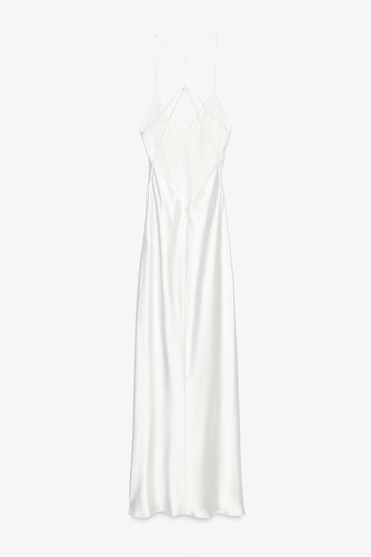 JIMENA - VESTIDO MIDI SATINADO CON ESPALDA DE TIRAS