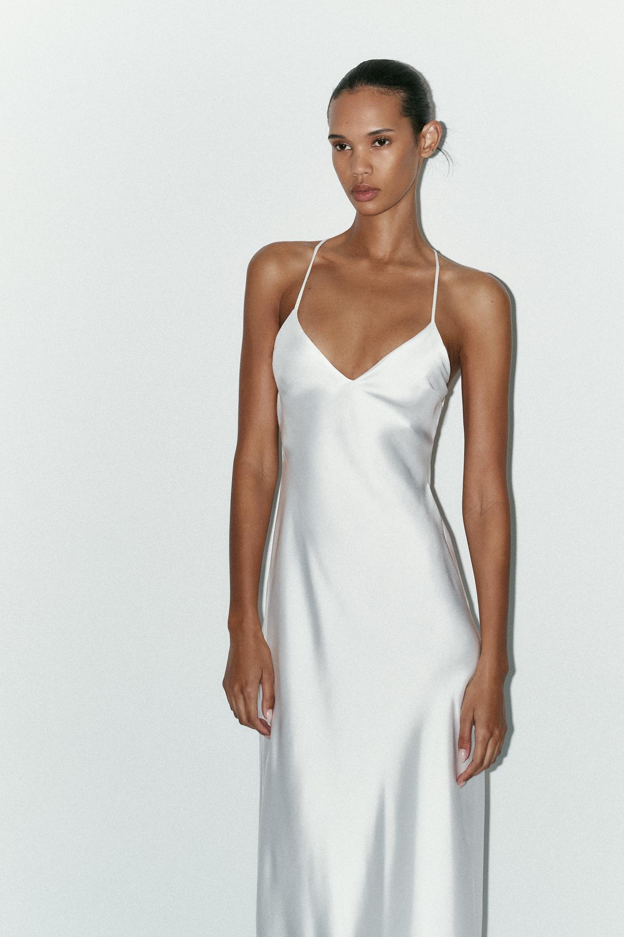 JIMENA - VESTIDO MIDI SATINADO CON ESPALDA DE TIRAS