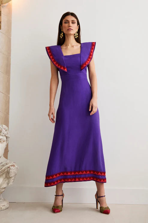 REMEDIOS - VESTIDO MIDI CON DETALLES BORDADOS