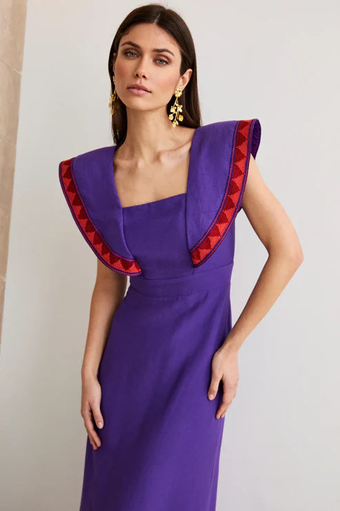 REMEDIOS - VESTIDO MIDI CON DETALLES BORDADOS