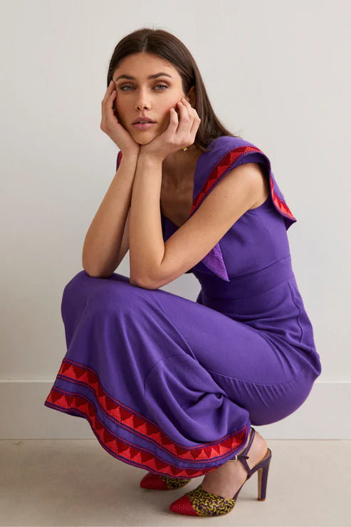 REMEDIOS - VESTIDO MIDI CON DETALLES BORDADOS