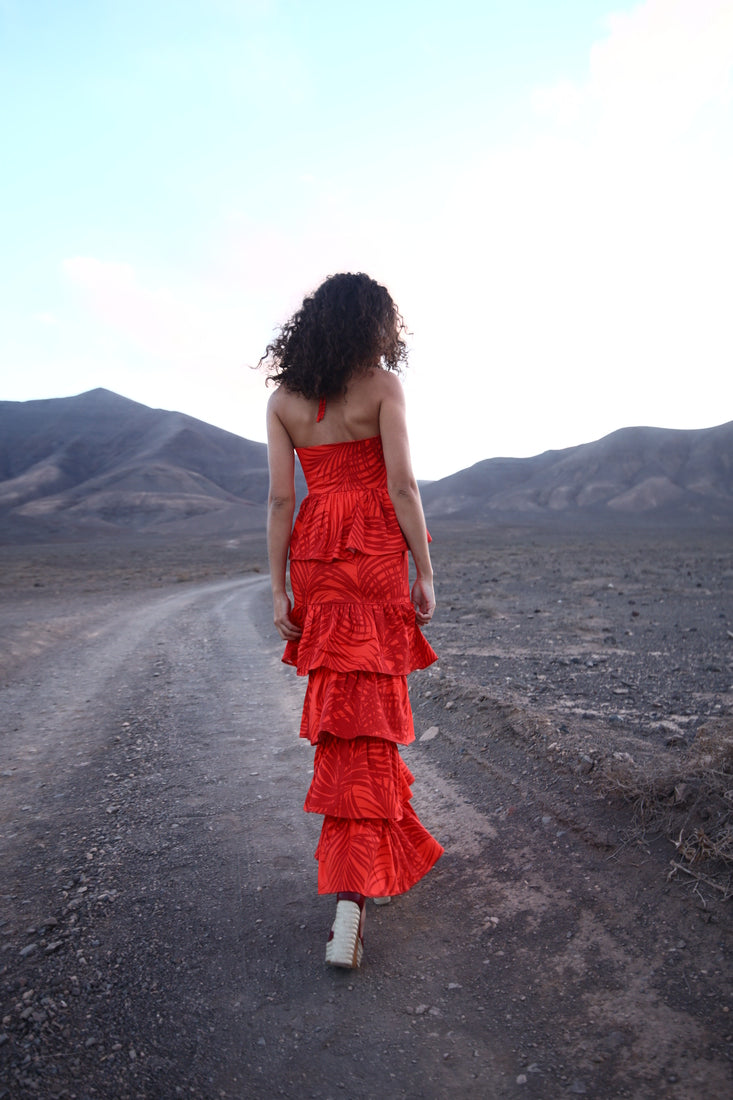 RUFINA - VESTIDO LARGO CON VOLANTES
