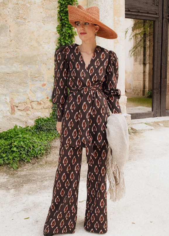 EUFRASIA - CONJUNTO ESTAMPADO DE CHAQUETA Y PANTALÓN