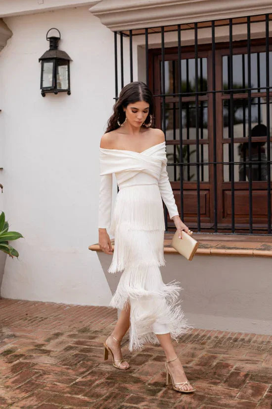 LAIA - VESTIDO ELEGANTE CON FLECOS