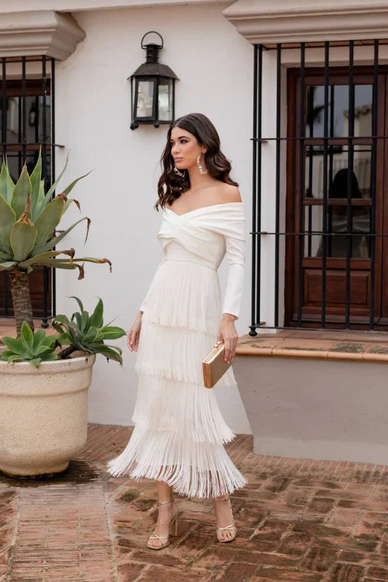 LAIA - VESTIDO ELEGANTE CON FLECOS