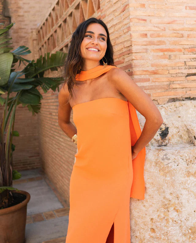 PIEDAD - VESTIDO MIDI CON FOULARD A JUEGO