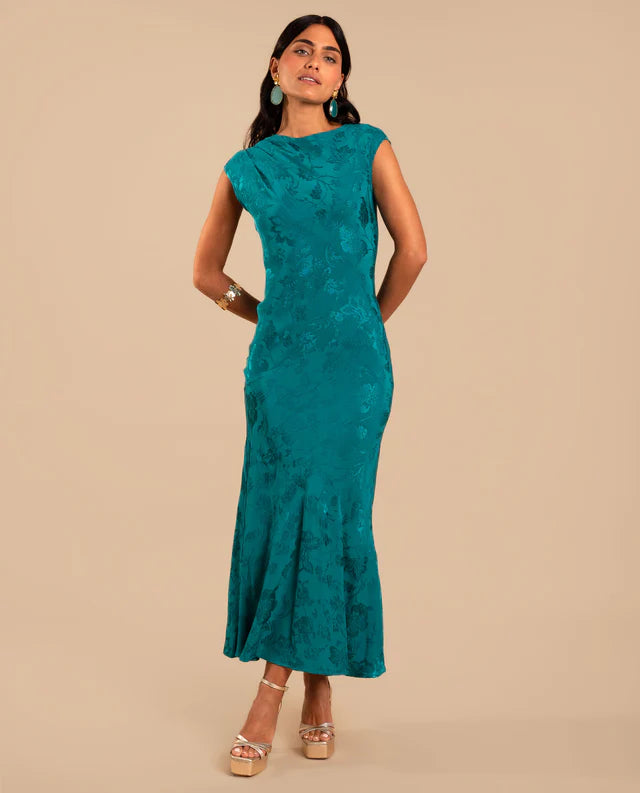 PATRICIA - VESTIDO LARGO DE JACQUARD SATINADO