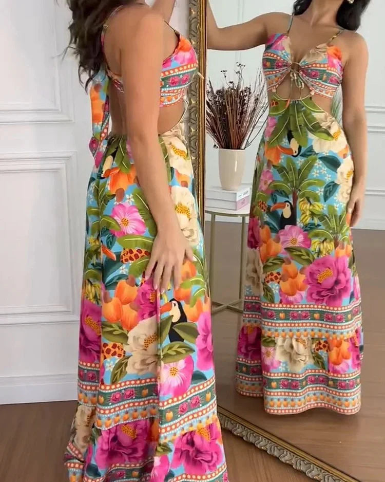 ZORAIDA - VESTIDO LARGO ESTAMPADO CON ESPALDA DESCUBIERTA