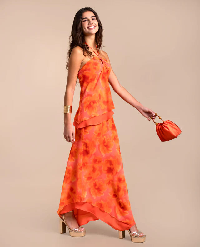 VALERIA - CONJUNTO DE BLUSA HALTER Y FALDA LARGA