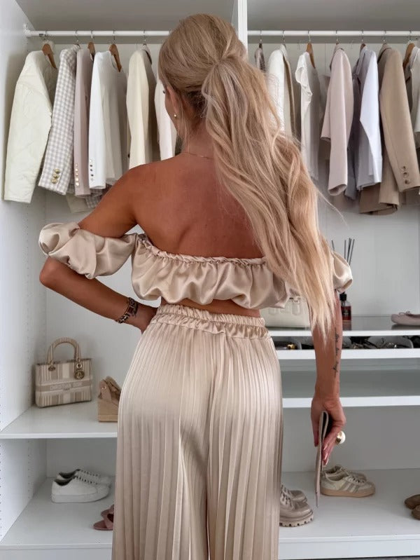 GENMA - CONJUNTO TOP Y PANTALÓN PLISADO