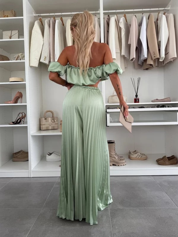 GENMA - CONJUNTO TOP Y PANTALÓN PLISADO