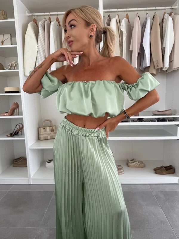 GENMA - CONJUNTO TOP Y PANTALÓN PLISADO