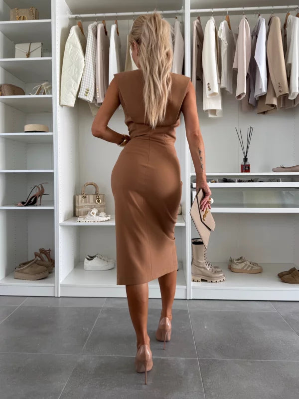 THAIS - VESTIDO ENTALLADO SIN MANGAS