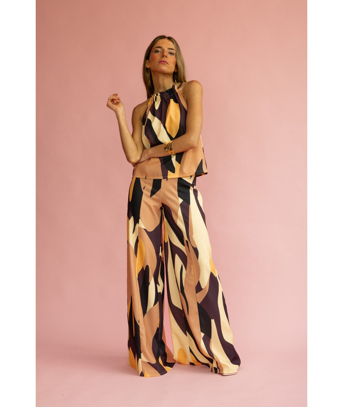 BERNARDA - CONJUNTO DE TOP HALTER Y PANTALÓN PALAZZO
