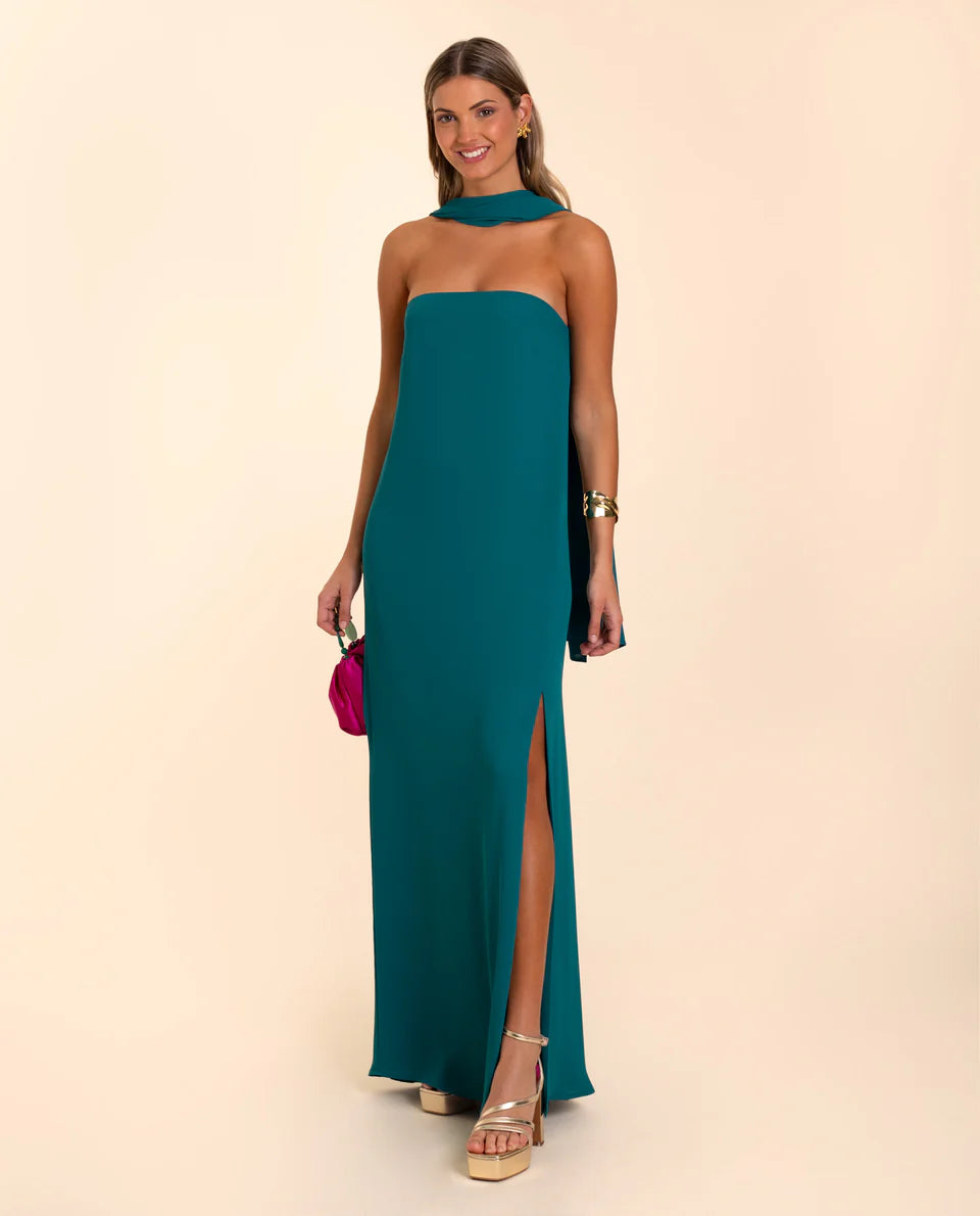 PIEDAD - VESTIDO MIDI CON FOULARD A JUEGO