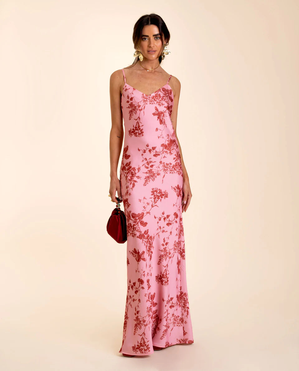 TAMIA - VESTIDO LARGO SATINADO CON ESPALDA ABIERTA