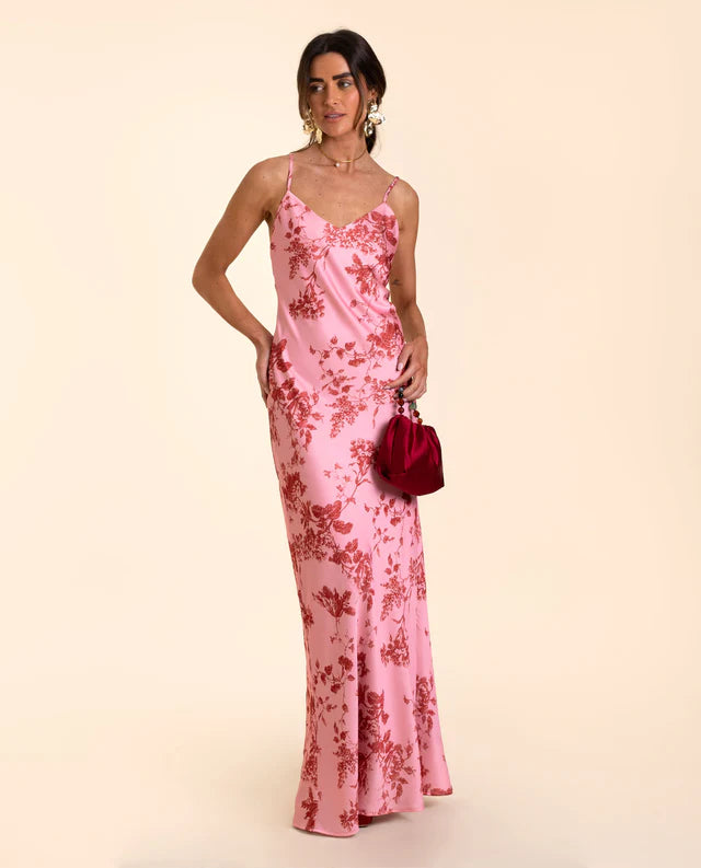 TAMIA - VESTIDO LARGO SATINADO CON ESPALDA ABIERTA