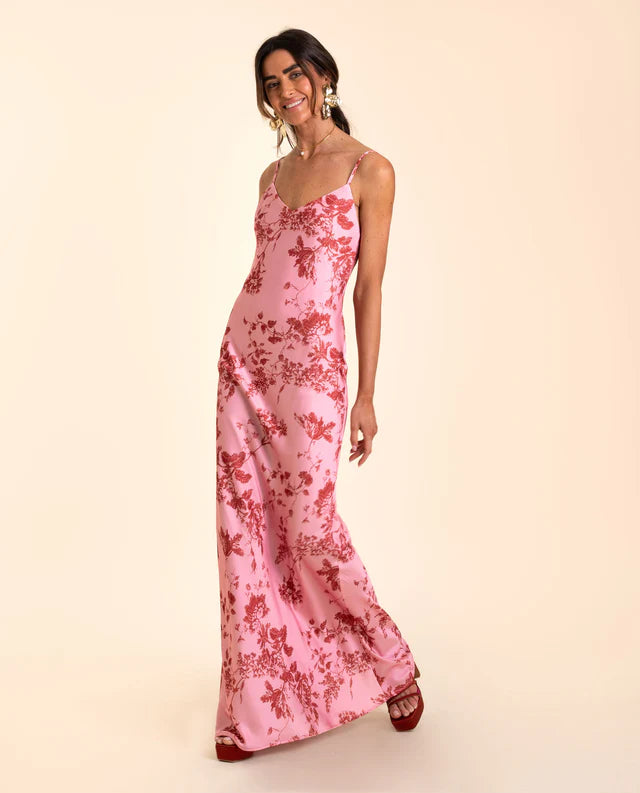 TAMIA - VESTIDO LARGO SATINADO CON ESPALDA ABIERTA