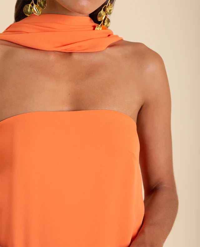 PIEDAD - VESTIDO MIDI CON FOULARD A JUEGO