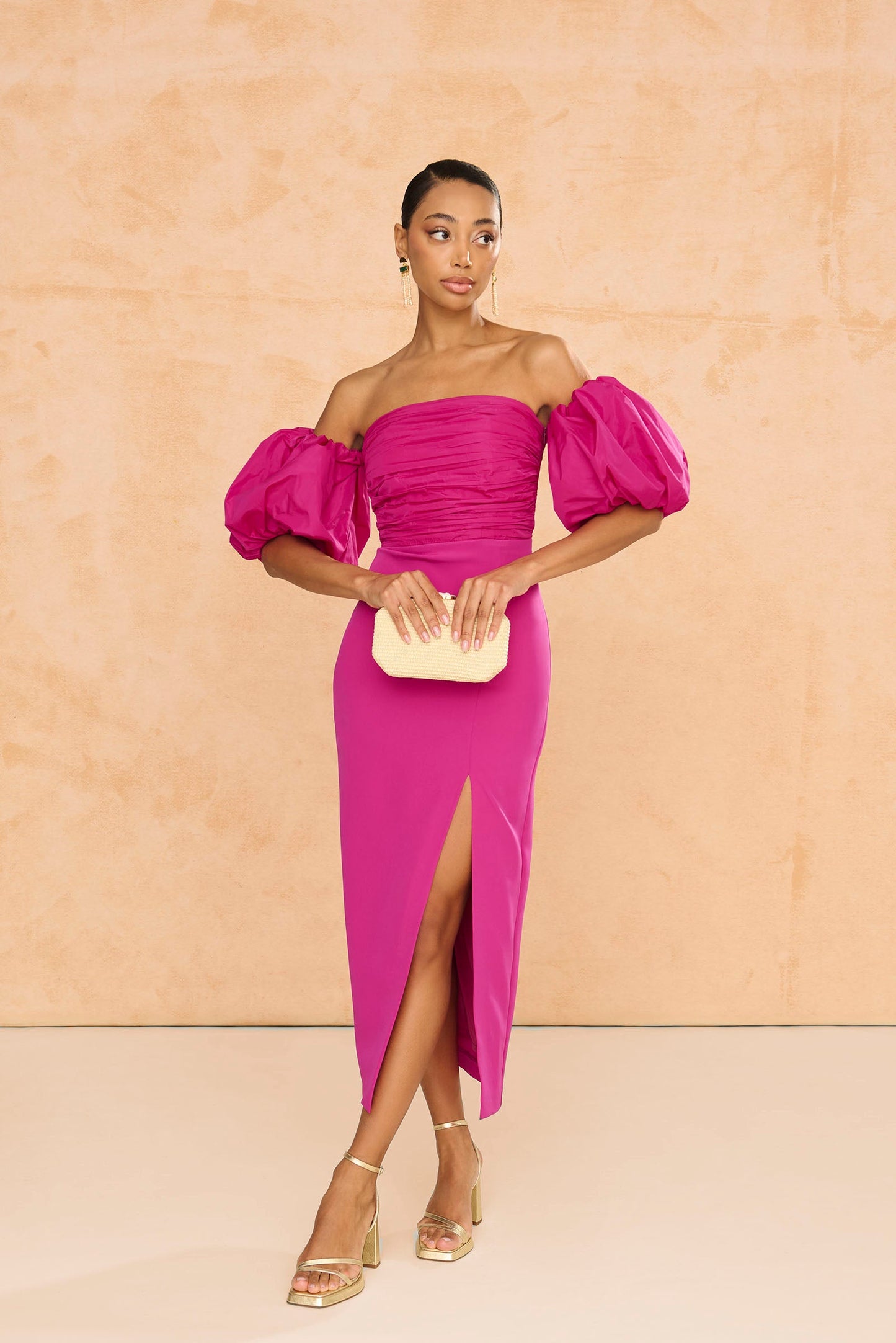 APOLONIA - VESTIDO CON MANGAS ABULLONADAS