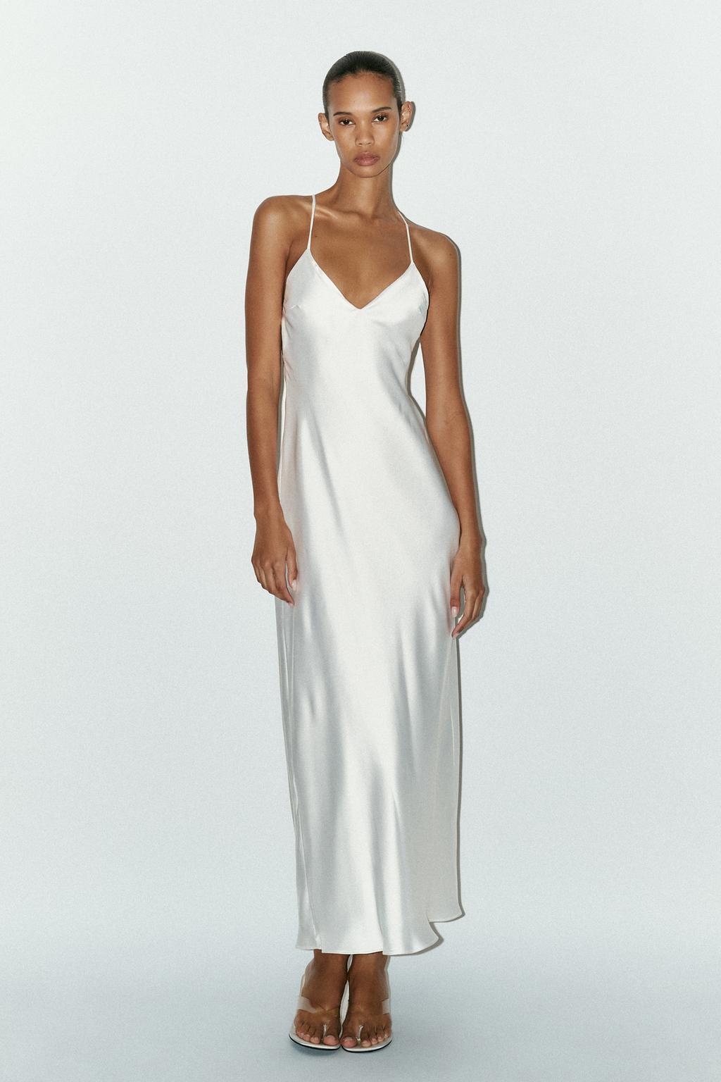 JIMENA - VESTIDO MIDI SATINADO CON ESPALDA DE TIRAS