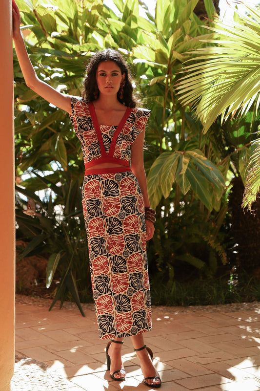 NICOL - VESTIDO MIDI CON ESCOTE CUADRADO