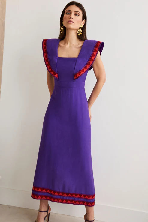 REMEDIOS - VESTIDO MIDI CON DETALLES BORDADOS