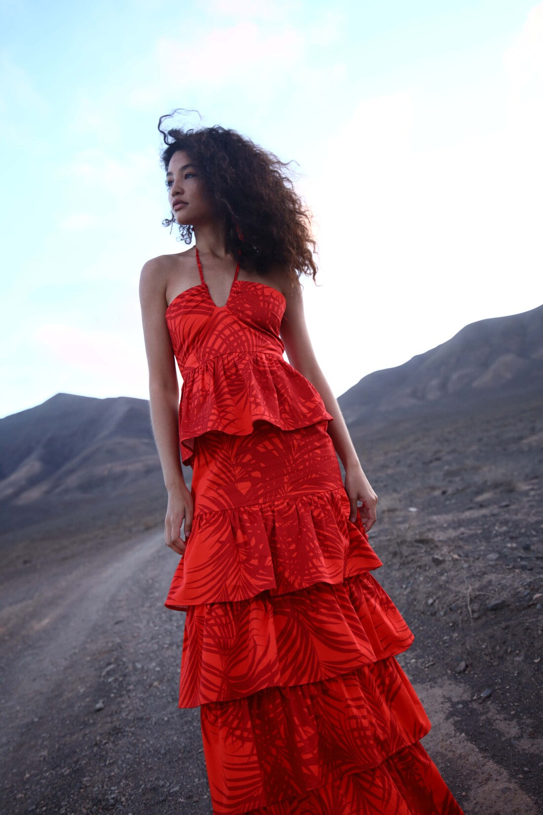 RUFINA - VESTIDO LARGO CON VOLANTES