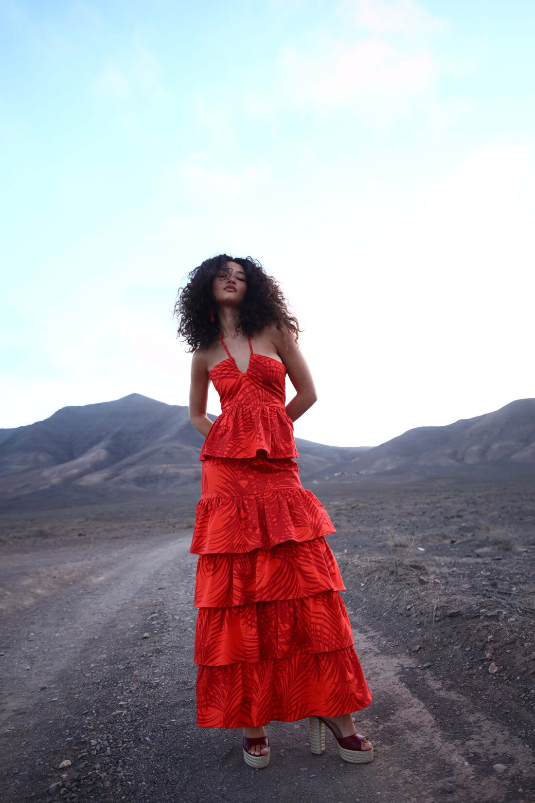 RUFINA - VESTIDO LARGO CON VOLANTES