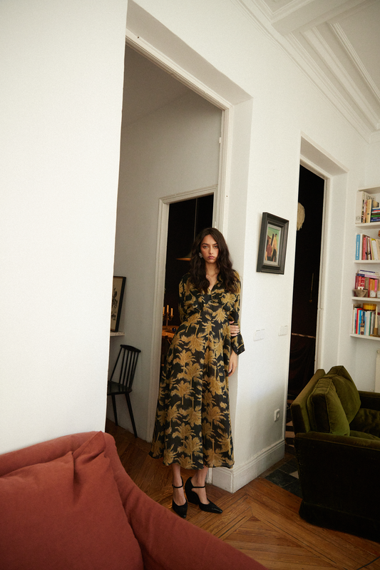 ENGRACIA - VESTIDO CON ESTAMPADO TROPICAL