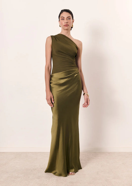 LIRIA - VESTIDO LARGO DE SATÉN FLUIDO