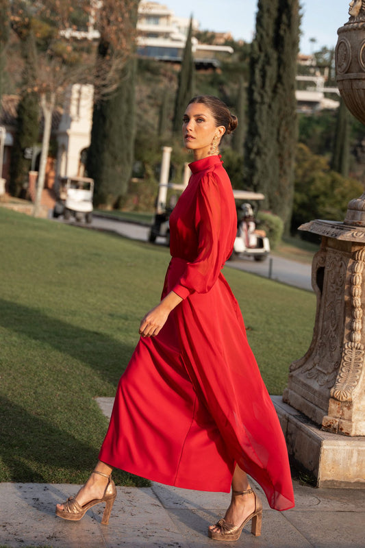 AGRIPINA - VESTIDO DOBLE EN CREPE Y GASA