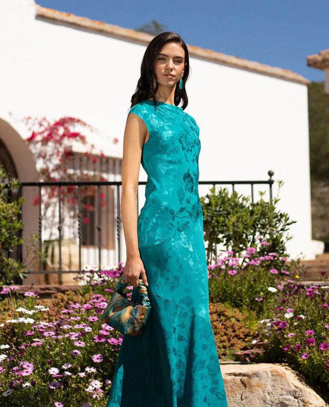 PATRICIA - VESTIDO LARGO DE JACQUARD SATINADO