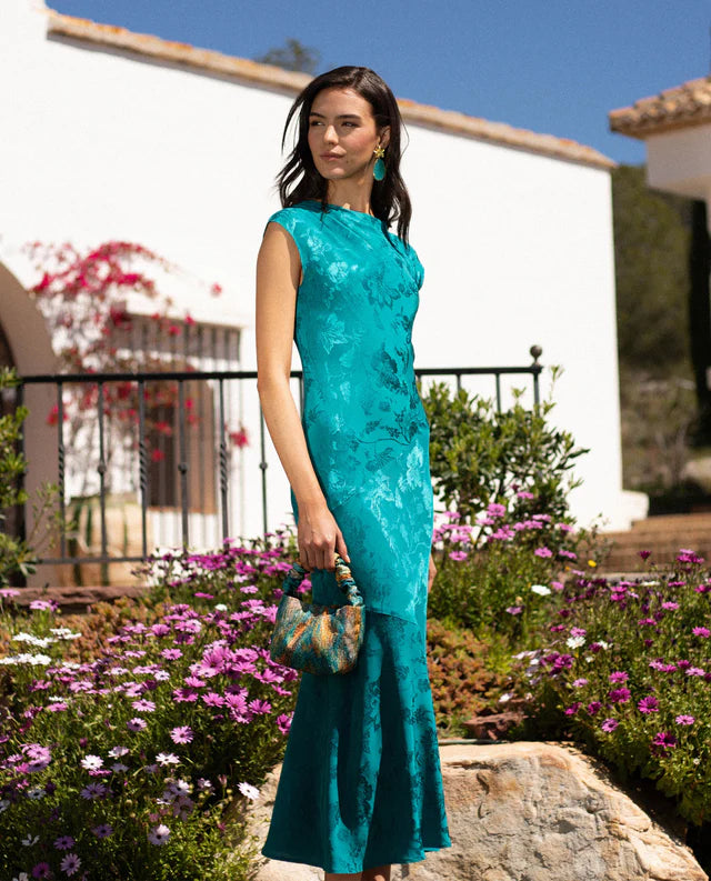 PATRICIA - VESTIDO LARGO DE JACQUARD SATINADO