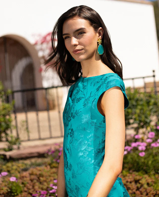 PATRICIA - VESTIDO LARGO DE JACQUARD SATINADO