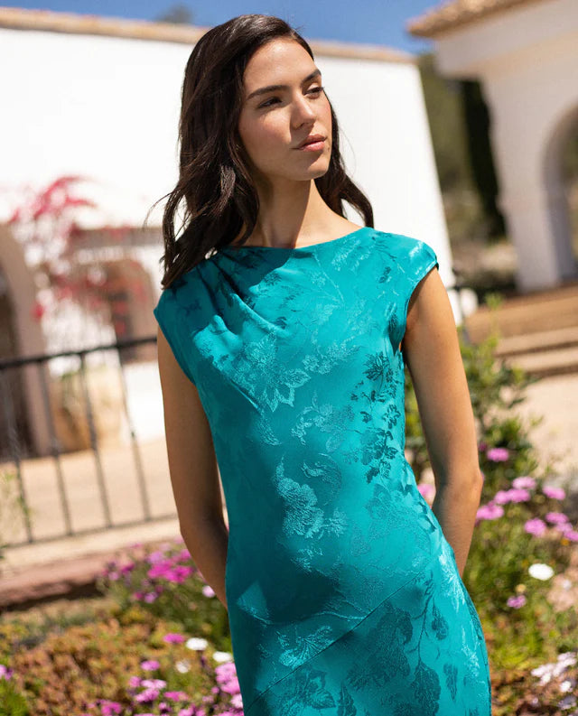 PATRICIA - VESTIDO LARGO DE JACQUARD SATINADO