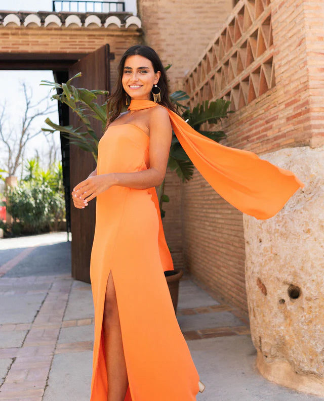 PIEDAD - VESTIDO MIDI CON FOULARD A JUEGO
