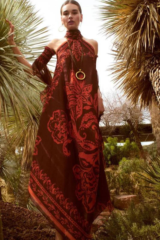 KEYLA - VESTIDO MIDI CON CUELLO HALTER