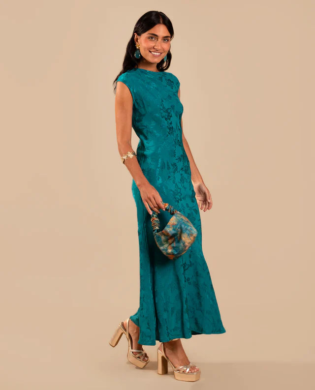 PATRICIA - VESTIDO LARGO DE JACQUARD SATINADO