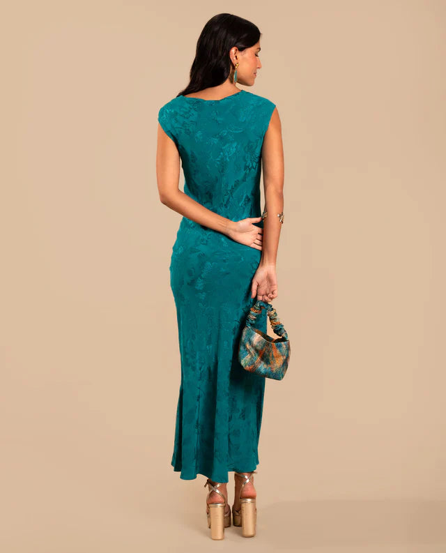 PATRICIA - VESTIDO LARGO DE JACQUARD SATINADO