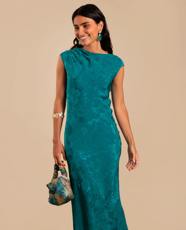 PATRICIA - VESTIDO LARGO DE JACQUARD SATINADO