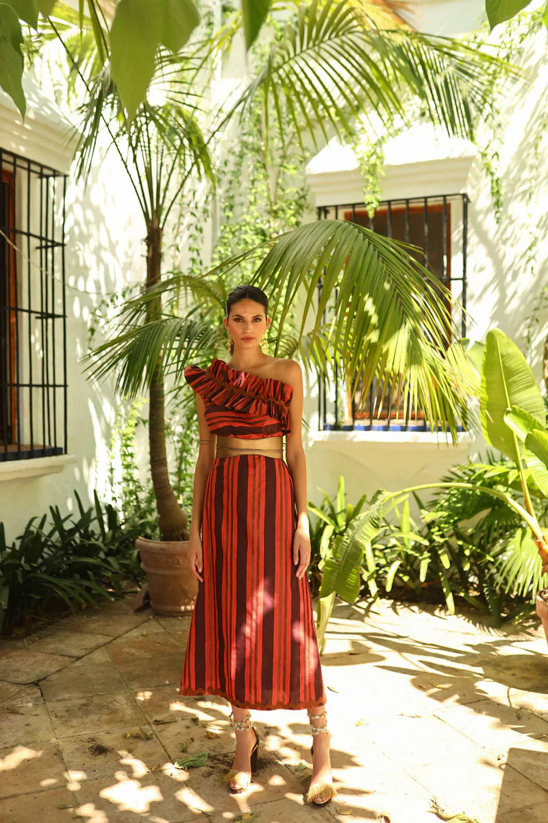 MARILUZ - VESTIDO MIDI ASIMÉTRICO