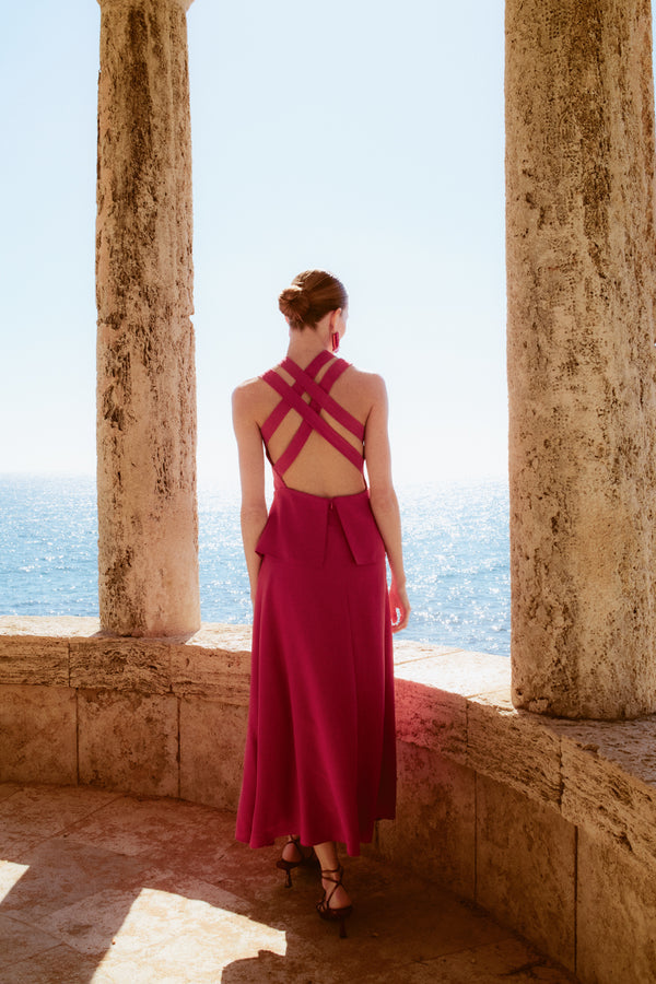 GLORIA - VESTIDO MIDI ESPALDA CRUZADA