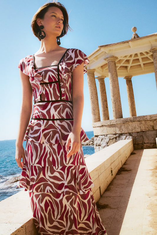 DOLORES - VESTIDO ESTAMPADO CON VOLANTES