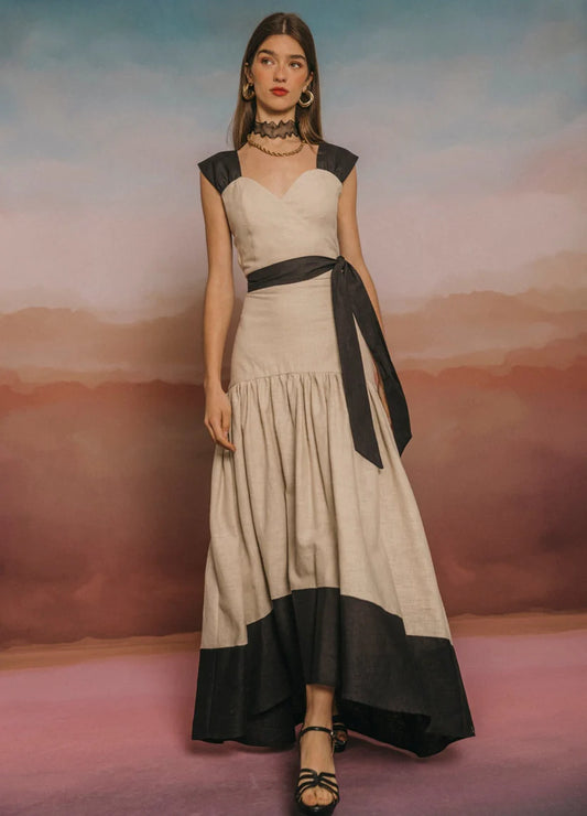 SAMARA - CONJUNTO DE TOP Y FALDA LARGA BICOLOR