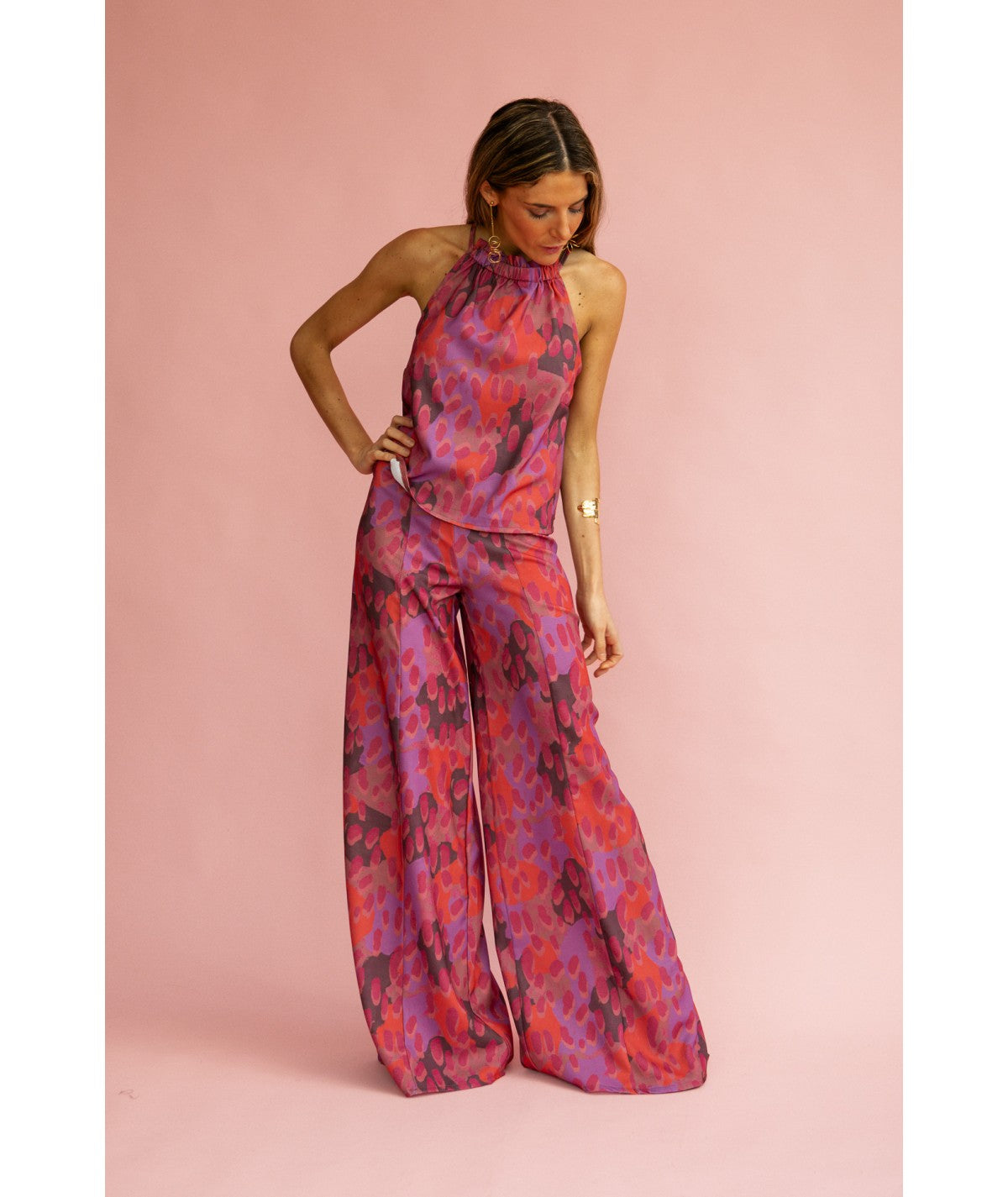 BERNARDA - CONJUNTO DE TOP HALTER Y PANTALÓN PALAZZO