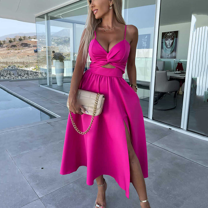 MORAYSER - VESTIDO CON TIRANTES Y ABERTURA
