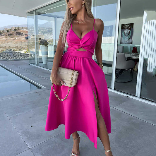 MORAYSER - VESTIDO CON TIRANTES Y ABERTURA